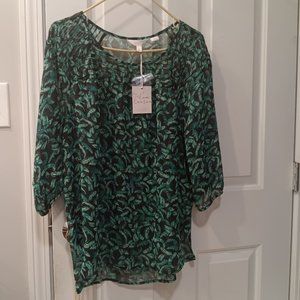 LConrad Palm leaf design 3/4 sleeve blouse